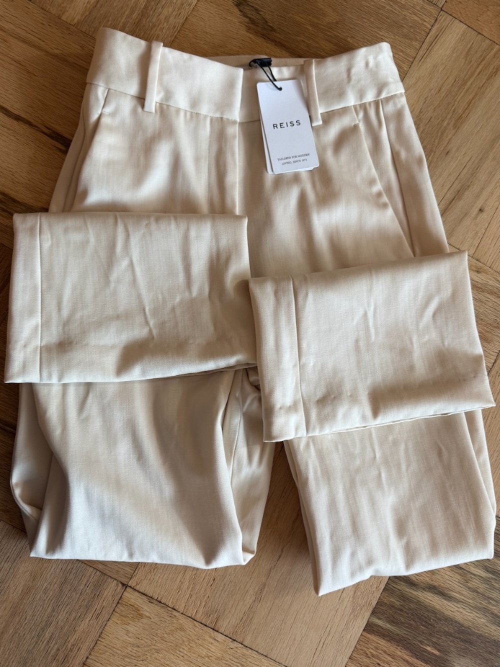 NWT REISS Stretch-Wool Luna Flair Trousers - Ecru 0 - Picture 11 of 16